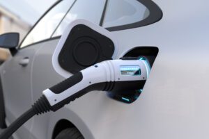 The electric car is fully charged with a battery, Charging techn