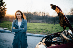 Woman mad at car